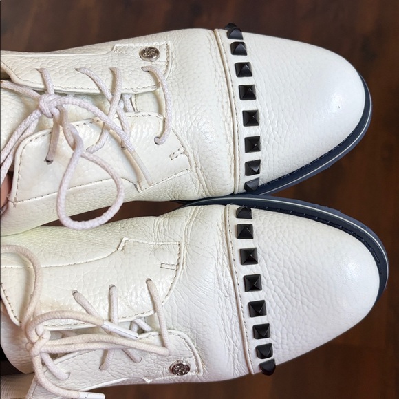 G/FORE Golf Shoes Gallivanter Pebble Leather Stud Cap Toe Shoes white size 9 - Picture 8 of 16